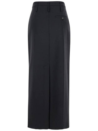 'Sister' Black Long Skirt With Front And Rear Sit In Wool Blend Stretch Woman - TELA - BALAAN 2