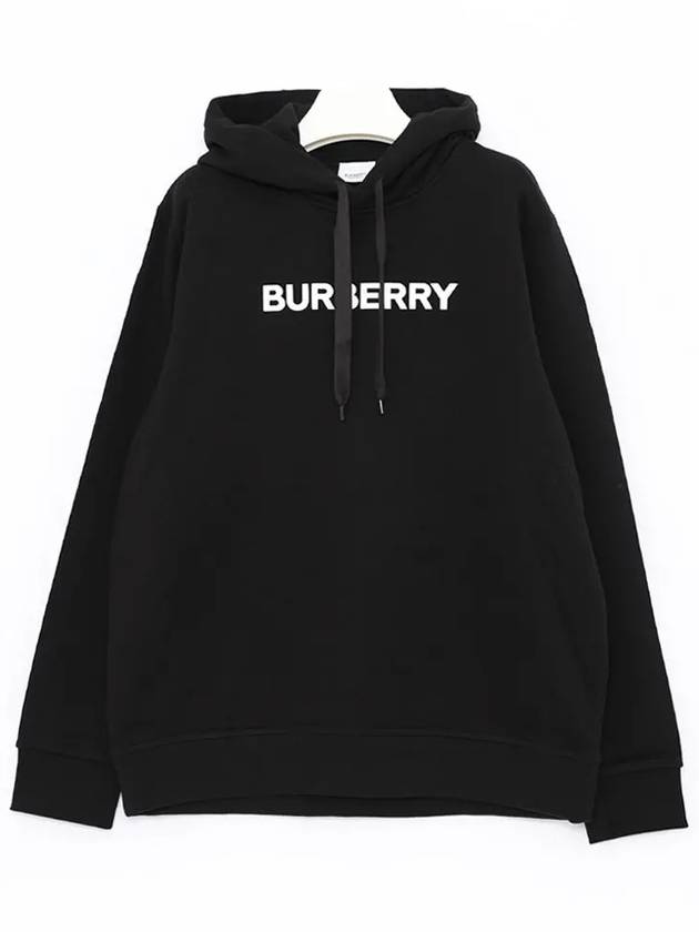 Logo Print Cotton Hoodie Black - BURBERRY - BALAAN 2