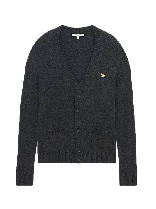 Baby Fox Patch Cosy Cardigan Dark Grey - MAISON KITSUNE - BALAAN 1