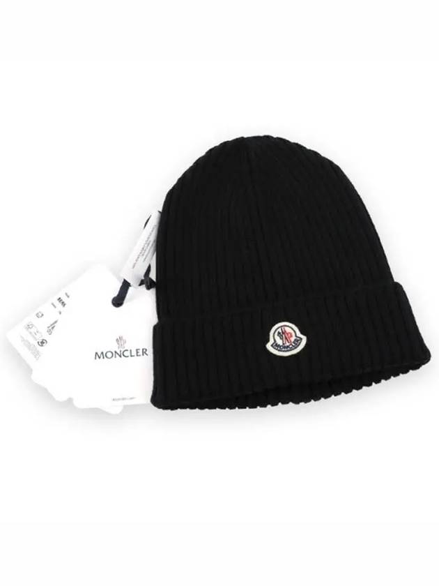 Moncler Kids Logo Patch Beanie 3B00012 M1131 999 - THOM BROWNE - BALAAN 5