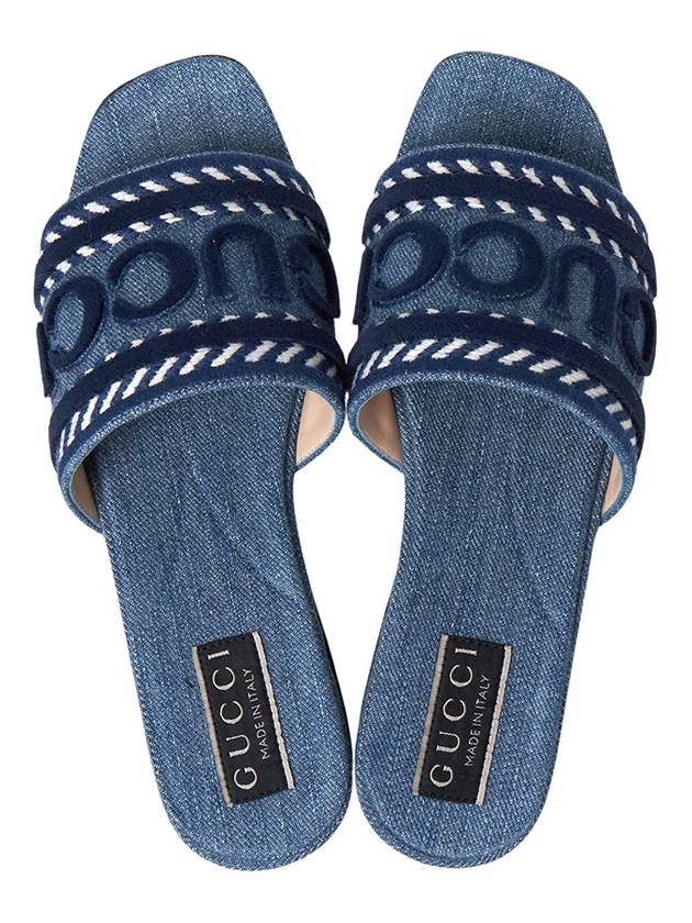 Logo Script Slippers Light Blue - GUCCI - BALAAN 3