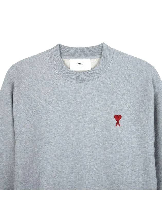 Cotton Heart Logo Sweatshirt Grey - AMI - BALAAN 3