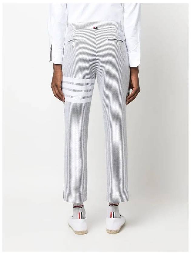 Seersucker Loopback 4 Button Vent Straight Pants Light Grey - THOM BROWNE - BALAAN 6