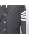 Men's Sustainable Classic Diagonal Wool Cardigan Dark Grey - THOM BROWNE - BALAAN 6