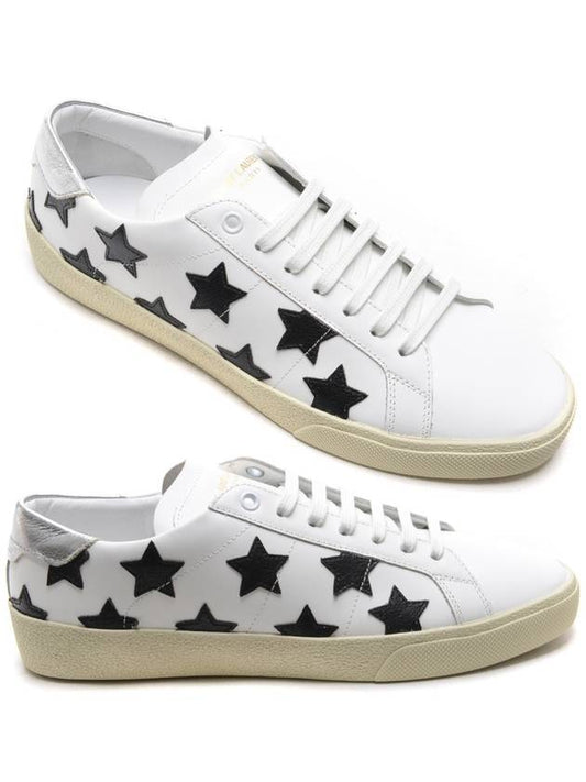 Star Patch Calf Leather Low Top Sneakers White - SAINT LAURENT - BALAAN 2