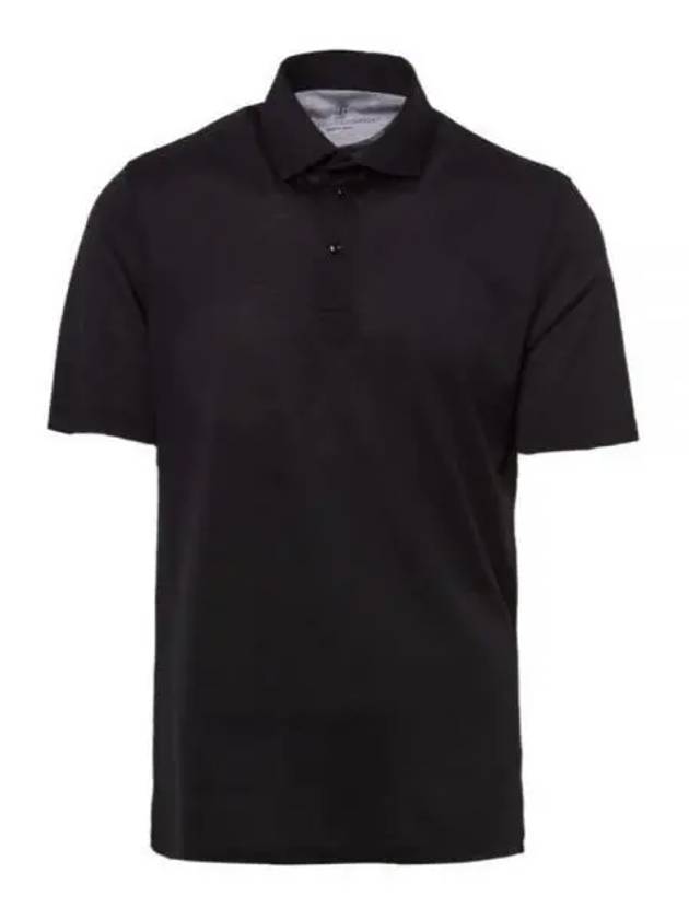 Men's Short Sleeve Polo Shirt Black - BRUNELLO CUCINELLI - BALAAN 2