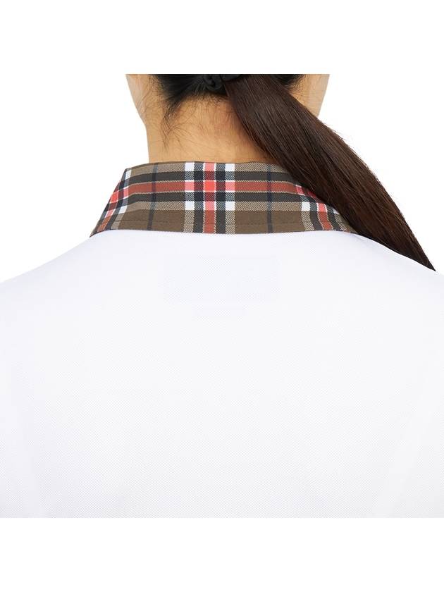 Women's Golf Logo Tech Tartan Neck Short Sleeve PK Shirt White - HYDROGEN - BALAAN 8