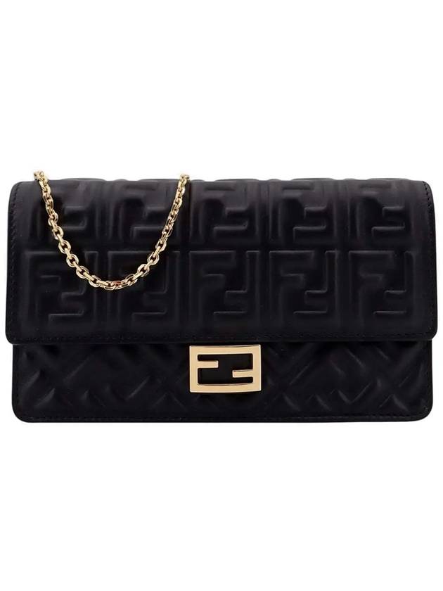 FF Baguette Nappa Leather Long Wallet Black - FENDI - BALAAN 3