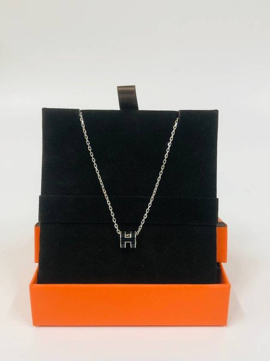 Pop H Pendant Silver Necklace Noir - HERMES - BALAAN 2