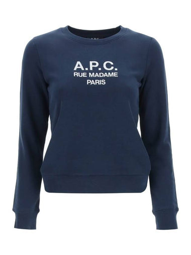 Women's TINa Logo Sweat Sweatshirt Navy - A.P.C. - BALAAN 1