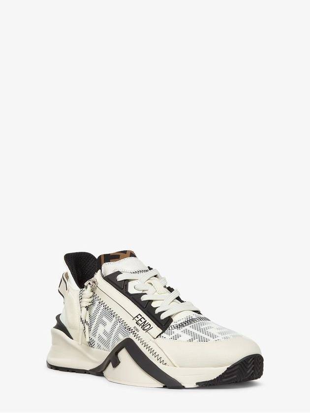 Flow FF Motif Leather Low Top Sneakers White - FENDI - BALAAN 3