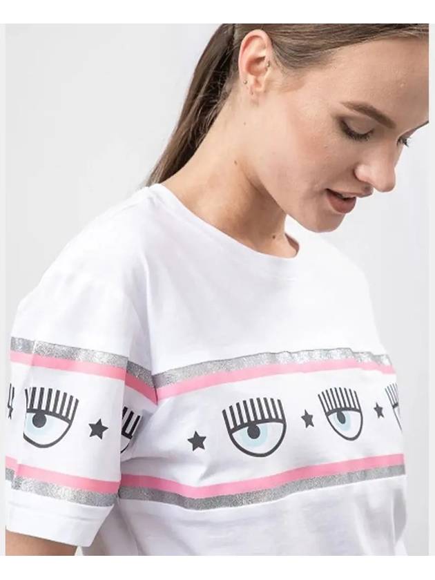 Eye Logo Cotton Short Sleeve T-Shirt White - CHIARA FERRAGNI - BALAAN 4