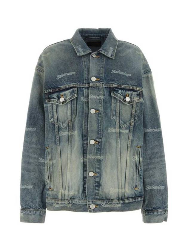 logo Print Denim Jacket Blue - BALENCIAGA - BALAAN 1