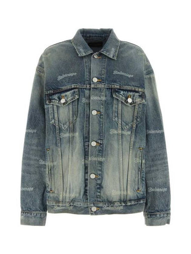 logo Print Denim Jacket Blue - BALENCIAGA - BALAAN 1