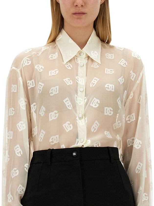 Monogram Jacquard Semi See-through Shirt F5O54TFJTBR - DOLCE&GABBANA - BALAAN 5