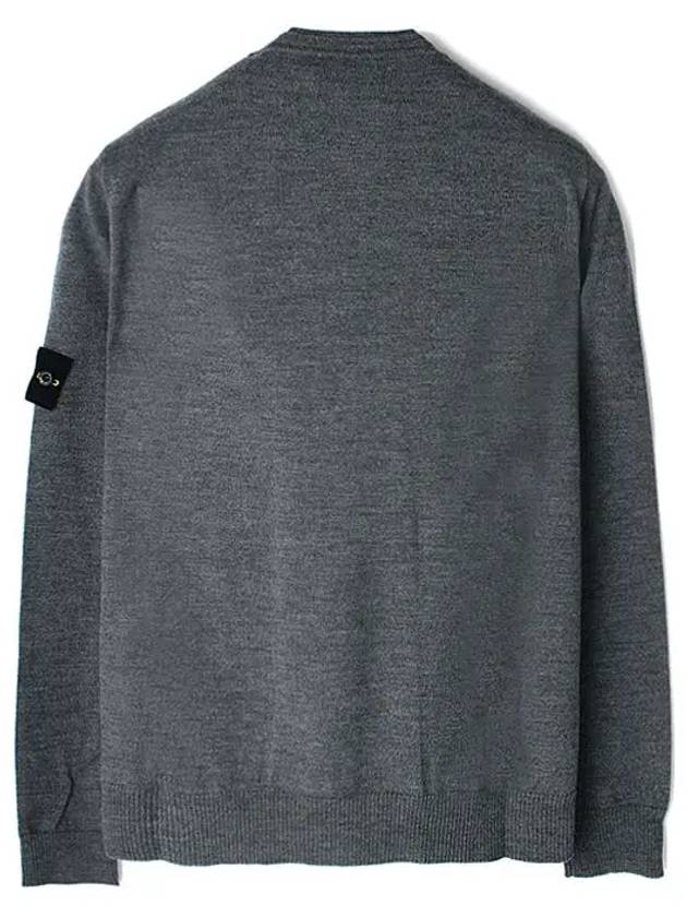 Logo Patch Crewneck Virgin Wool Knit Top Grey - STONE ISLAND - BALAAN 3