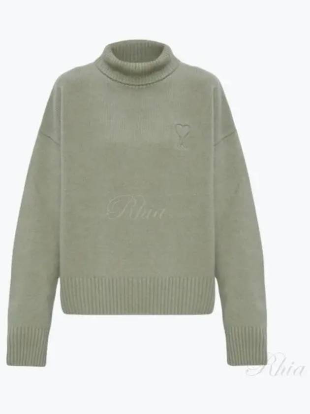 Embossed Logo Turtleneck Green Aqua - AMI - BALAAN 2