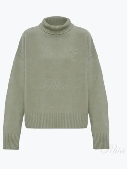 Embossed Logo Turtleneck Green Aqua - AMI - BALAAN 2