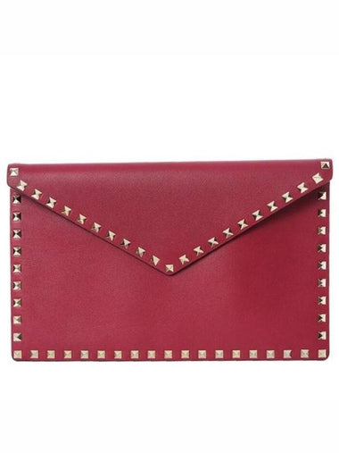 Rockstud Envelope Clutch Bag Purple - VALENTINO - BALAAN 1