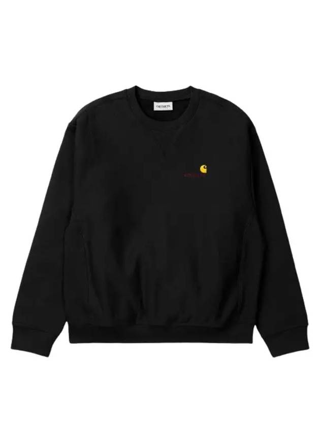 Men s American Script Crew Neck Sweatshirt Black I025475 89XX - CARHARTT - BALAAN 1