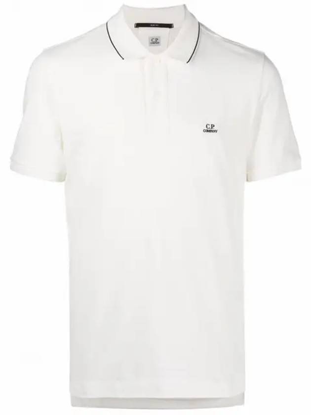 Men's Logo Short Sleeve Polo Shirt White - CP COMPANY - BALAAN 2