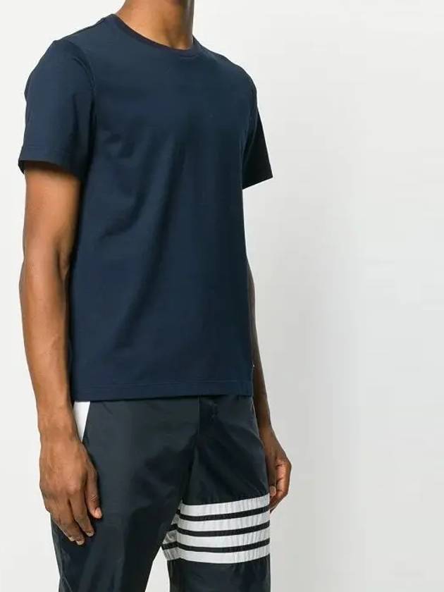 Men's Side Slit Relaxed Short Sleeve T-Shirt Navy - THOM BROWNE - BALAAN 11