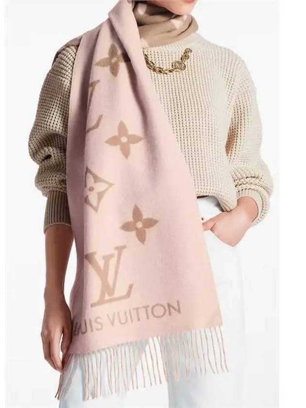 Reykjavik Monogram Cashmere Scarf Beige Rose - LOUIS VUITTON - BALAAN 6