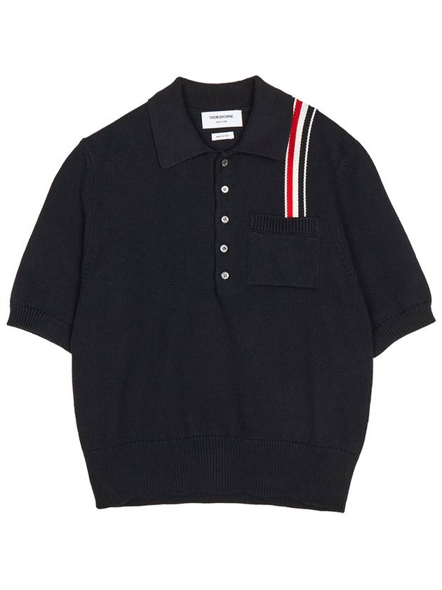 RWB Stripe Polo Shirt Blue - THOM BROWNE - BALAAN 2