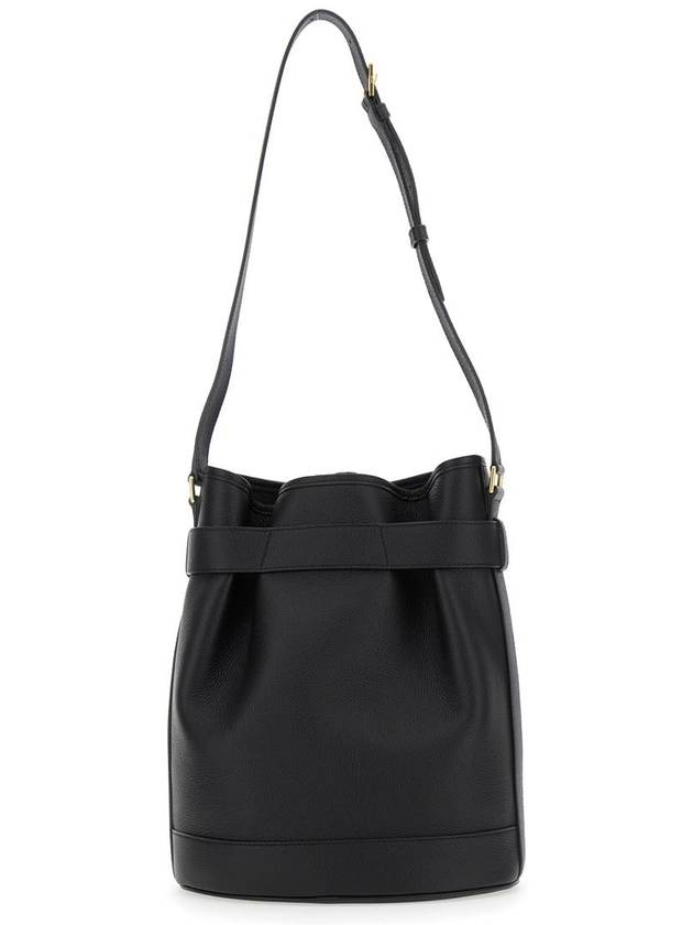 Black Medium Bucket Bag With Adjustable Shoulder Strap And Buckle Closure In Grained Leather Woman - TOM FORD - BALAAN 2