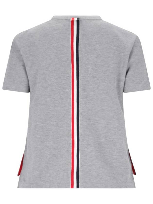 Center Back Stripe Classic Cotton Pique Relaxed Fit Short Sleeve T-Shirt Grey - THOM BROWNE - BALAAN 3