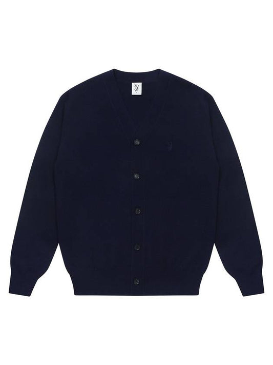 Men's Wool V-neck Cardigan Navy SW21IW01NV - SOLEW - BALAAN 1