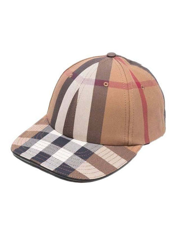 Logo Check Cotton Ball Cap Birch Brown - BURBERRY - BALAAN 1