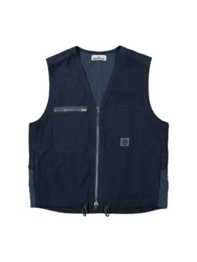 Cupro Cotton Twill TC Logo Patch Vest Avio Blue - STONE ISLAND - BALAAN 2