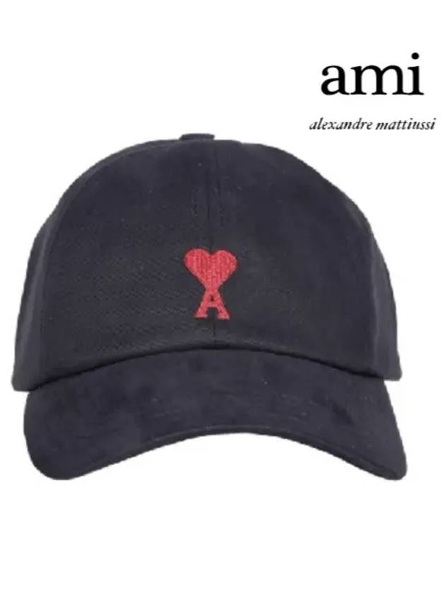 Embroidered Heart Logo Ball Cap Black - AMI - BALAAN 2