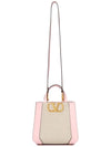 V Logo Signature Leather Tote Bag Pink - VALENTINO - BALAAN 8