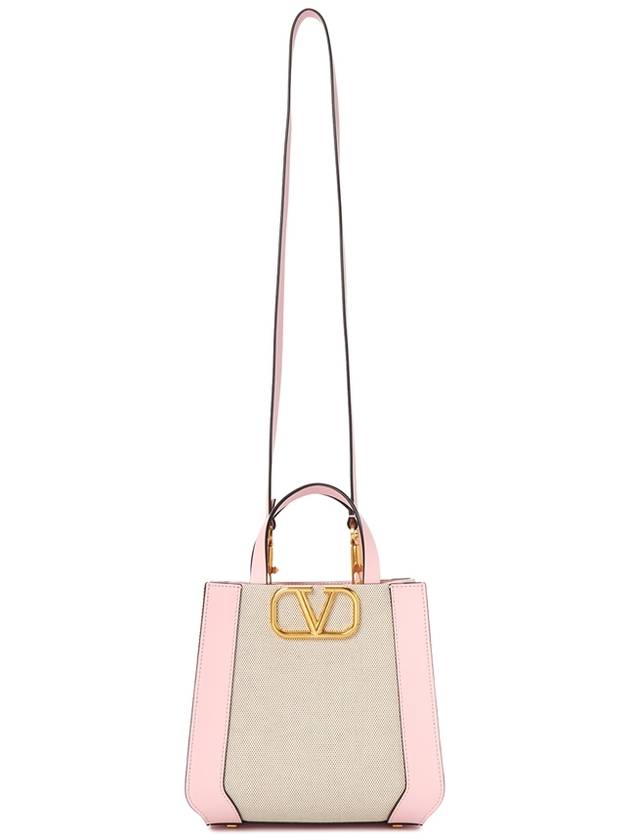 V Logo Signature Leather Tote Bag Pink - VALENTINO - BALAAN 8