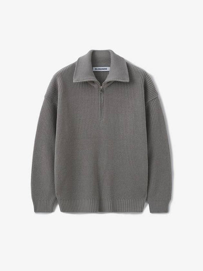 Half zip-up rib knit topgray - BLONDNINE - BALAAN 2