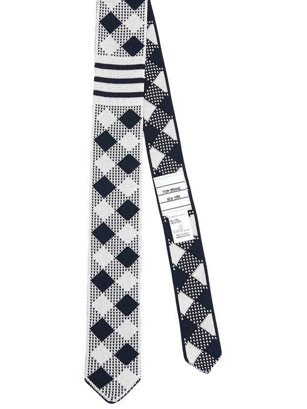 Gingham Check Silk Jacquard Tie White - THOM BROWNE - BALAAN.