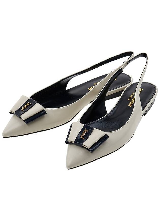 Anais Slingback Flats In Smooth And Patent Leather Ivory - SAINT LAURENT - BALAAN 2