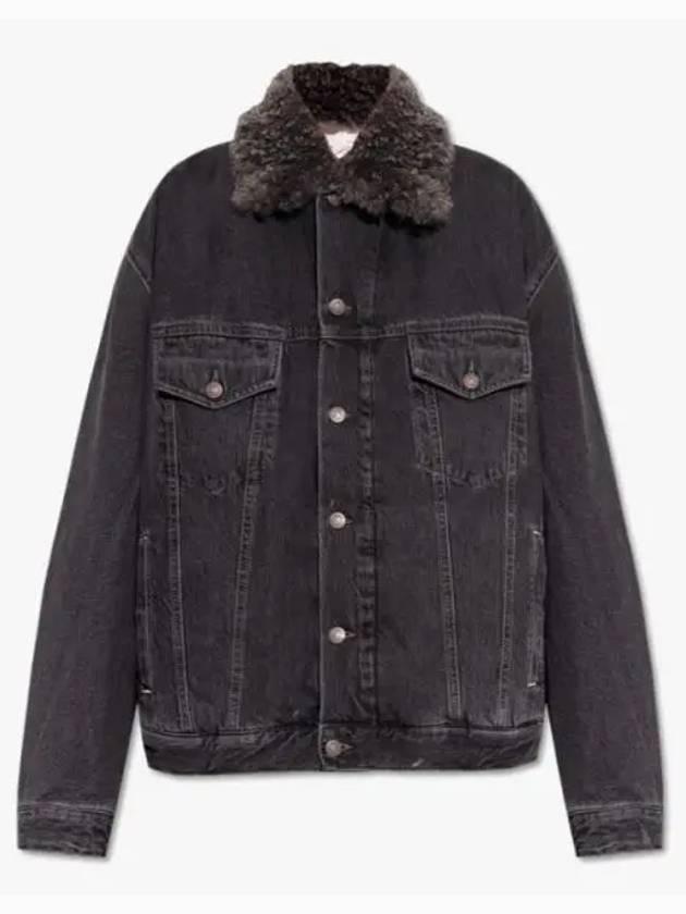 Sherpa Collar Denim Jacket Black - ACNE STUDIOS - BALAAN 2