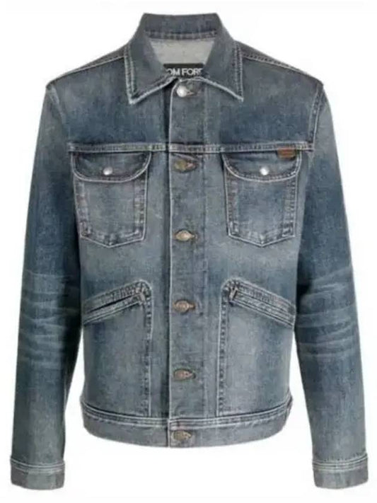 Classic Logo Tab Flap Pocket Denim Jacket Blue - TOM FORD - BALAAN 2