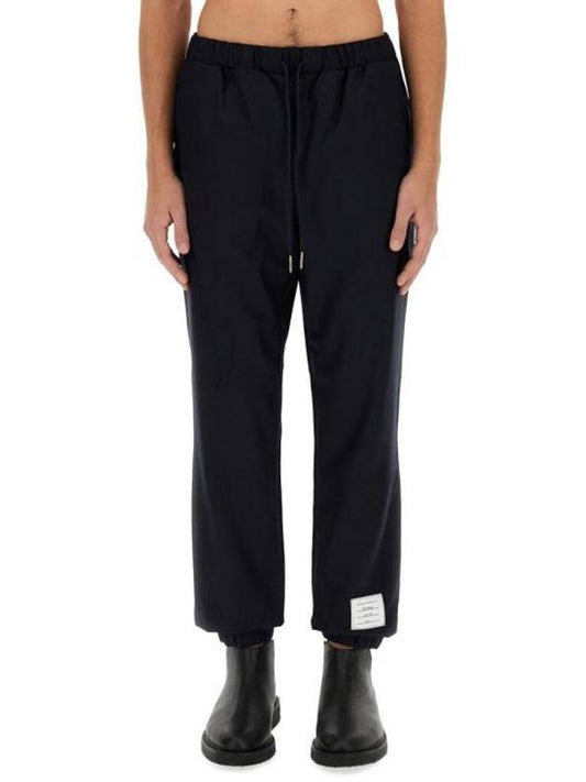 Elastic Hem Wool Track Pants Navy - THOM BROWNE - BALAAN 1