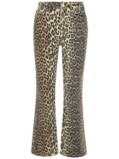 Women's Logo Back Pocket Leopard Print Denim Pants Brown - GANNI - BALAAN 2