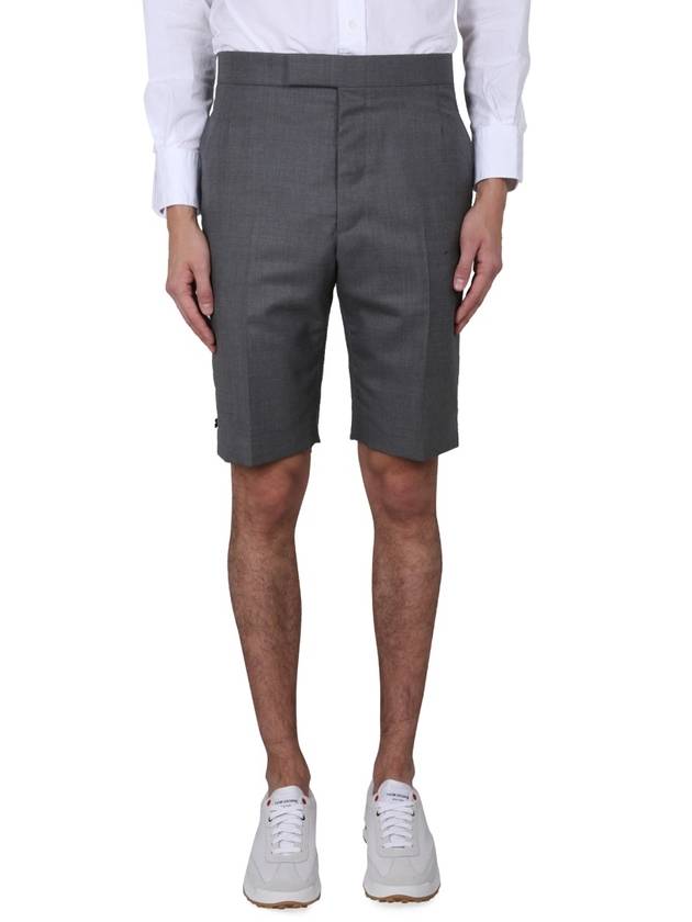 THOM BROWNE Super 120 count twill classic back strap shorts medium gray MTC002A 00626 035 - THOM BROWNE - BALAAN