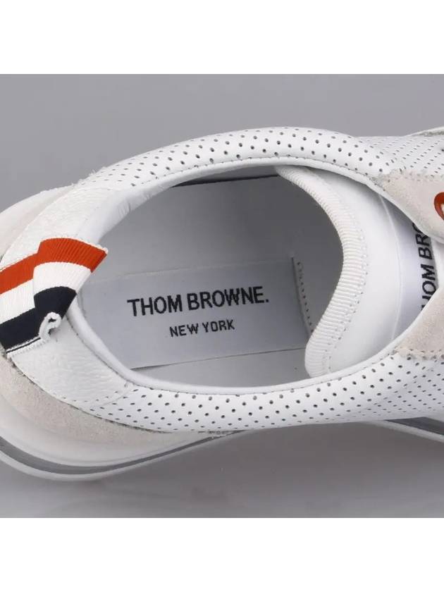 Vitello Calf Leather Clear Sole Tech Runner Sneakers White - THOM BROWNE - BALAAN 4