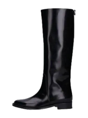 Glazed Leather Hunt Boots Black - SAINT LAURENT - BALAAN 1