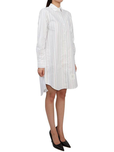 Pleated Back Striped Oxford Short Dress - THOM BROWNE - BALAAN 7