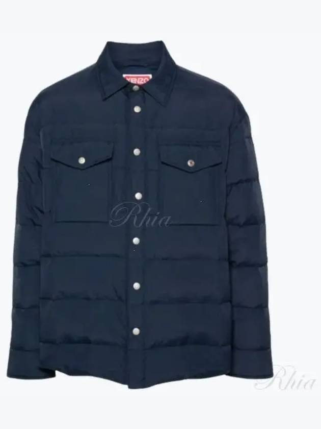 Quilted Padded Shirt Jacket Midnight Blue - KENZO - BALAAN 2