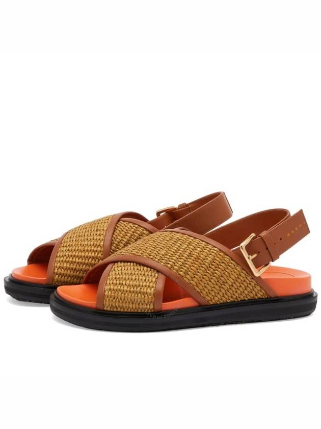 Marni Ladies Raw Siena / Dust Apricot Fussbett Rafia Sandal, Brand Size 35 ( US Size 5 ) - MARNI - BALAAN 2