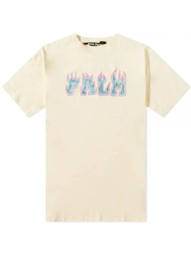 Flames T-Shirt White Purple PMAA072S23JER0060137 - PALM ANGELS - BALAAN 1